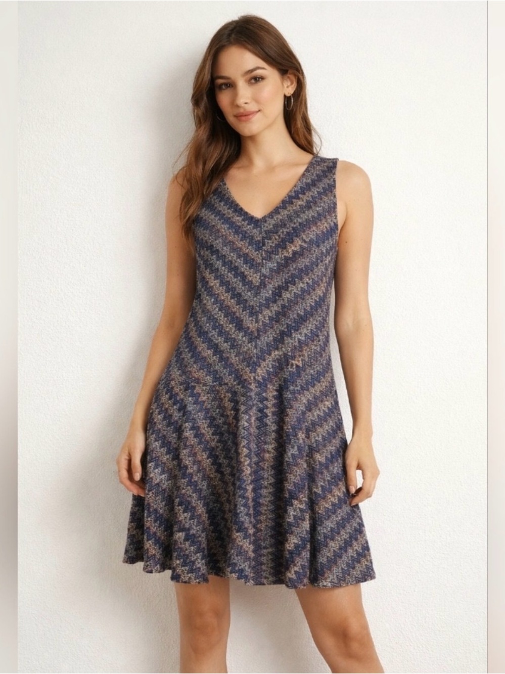 Maeve Anthropologie Boho Westwater Chevron Knit Dress Size L Retro 70s Indie